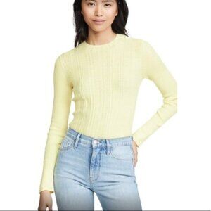 VINCE Variegated Rib Mock Neck Knit Pullover in Bright Yellow M